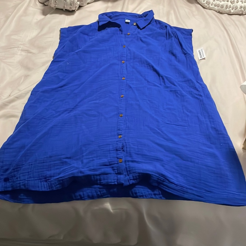 Old Navy Blue Shift Dress with Collar